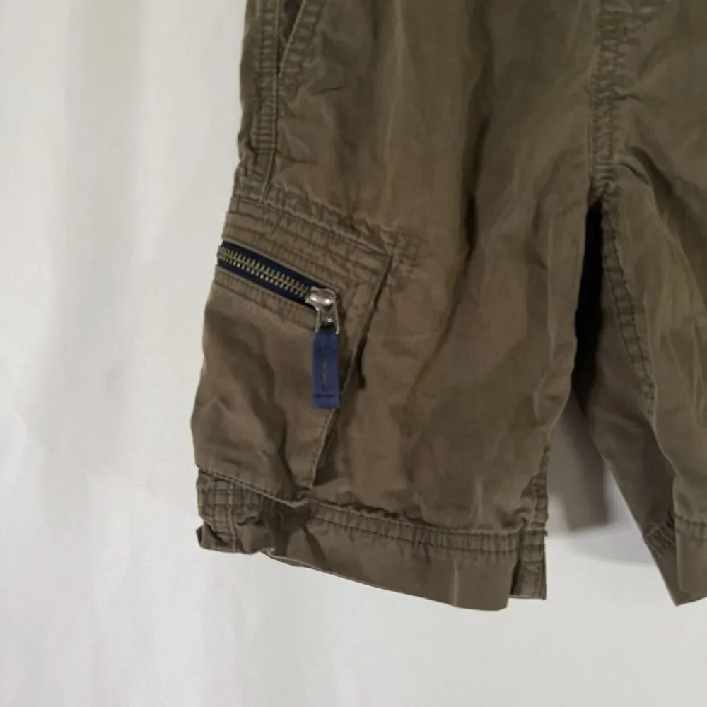 Hanna Andersson Cargo Shorts Boys 110 5 Green Pull On Drawstrong Zip Pockets
